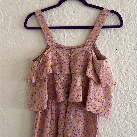 Sonia Rykiel Enfant Silk Pink Yellow Floral Jumpsuit Ruffle Crystal Logo Girl 14 - Picture 7 of 10